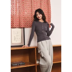 Three Quarters Stretch Pocket Fleece-Lined Cargo Pants Gray