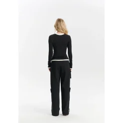 Three Quarters Stretch Pocket Fleece-Lined Cargo Pants Black