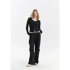 Three Quarters Stretch Pocket Fleece-Lined Cargo Pants Black