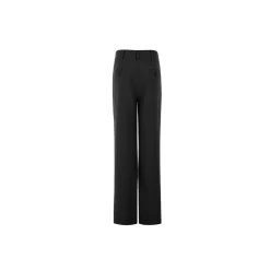 Three Quarters Waist Flap Straight-Leg Pants Black