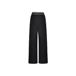 Three Quarters Waist Letter Logo Pants Black