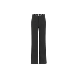 Three Quarters Wavy Rhinestone Waist Slit Pants