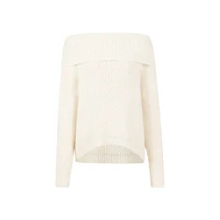 Three Quarters Woolen Off-Shoulder Sweater Cream
