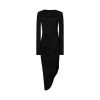 Three Quarters Wrinkled Split Cutting Dress Black