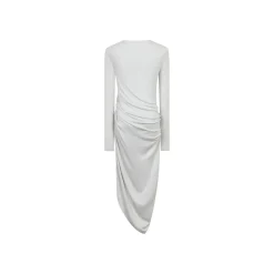 Three Quarters Wrinkled Split Cutting Dress Grey
