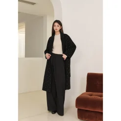 Three Quarters Wrinkled Wide-Leg Suit Pants Black