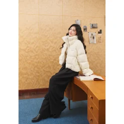 Three Quarters Wrinkled Wide-Leg Suit Pants Black