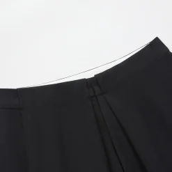 Three Quarters Wrinkled Wide-Leg Suit Pants Black