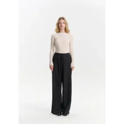 Three Quarters Wrinkled Wide-Leg Suit Pants Black