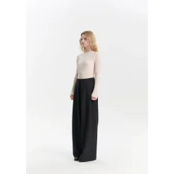 Three Quarters Wrinkled Wide-Leg Suit Pants Black