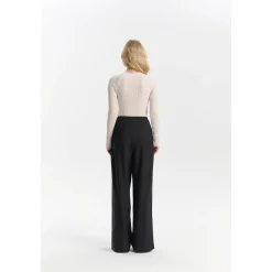 Three Quarters Wrinkled Wide-Leg Suit Pants Black