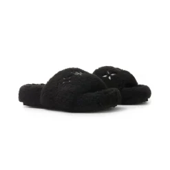 Trapar Waves Basic Casual Furry Slipper Black