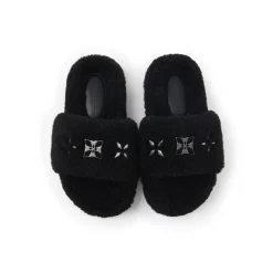 Trapar Waves Basic Casual Furry Slipper Black