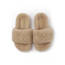 Trapar Waves Basic Casual Furry Slipper Khaki