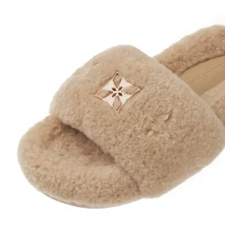 Trapar Waves Basic Casual Furry Slipper Khaki