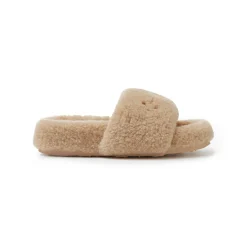 Trapar Waves Basic Casual Furry Slipper Khaki