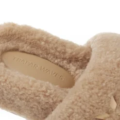 Trapar Waves Basic Casual Furry Slipper Khaki