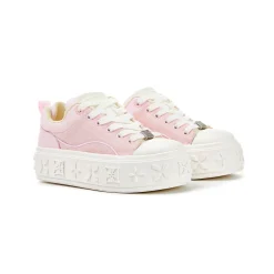 Trapar Waves Embossment Thick-Soled Casual Canvas Sneaker Pink