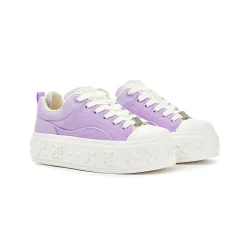 Trapar Waves Embossment Thick-Soled Casual Canvas Sneaker Purple