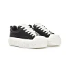 Trapar Waves Embossment Thick-Soled Casual Canvas Sneaker Black