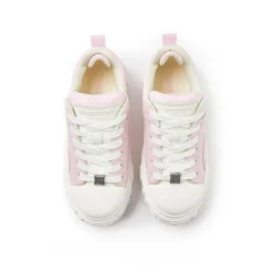 Trapar Waves Embossment Thick-Soled Casual Canvas Sneaker Pink