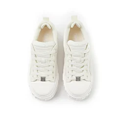 Trapar Waves Embossment Thick-Soled Casual Canvas Sneaker White