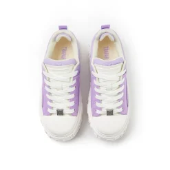 Trapar Waves Embossment Thick-Soled Casual Canvas Sneaker Purple