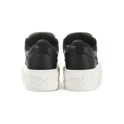 Trapar Waves Embossment Thick-Soled Casual Canvas Sneaker Black