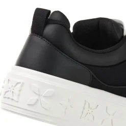 Trapar Waves Embossment Thick-Soled Casual Canvas Sneaker Black