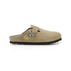 Trapar Waves Suede Casual Slip On Birkenstock Khaki Grey