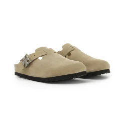 Trapar Waves Suede Casual Slip On Birkenstock Khaki Grey
