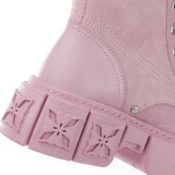Trapar Waves Thick-Soled Logo Casual Leather Boots Pink