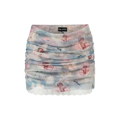 Via Pitti Angel Printed Gauze Mini Skirt