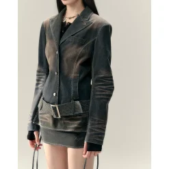Via Pitti Belt Waisting Short Denim Jacket