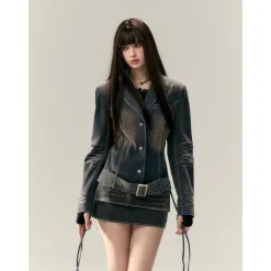Via Pitti Belt Waisting Short Denim Jacket