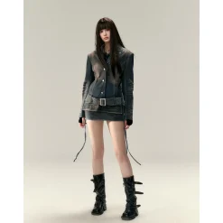 Via Pitti Belt Waisting Short Denim Jacket