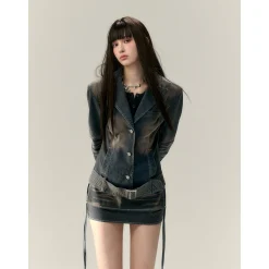 Via Pitti Belt Waisting Short Denim Jacket