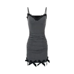 Via Pitti Bow Lace Slip Vest Dress