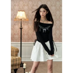 Via Pitti Bow-Knot Pearl Printed Off Dress