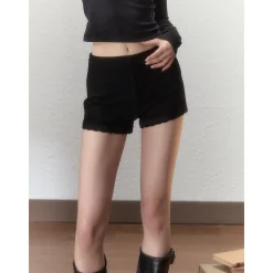 Via Pitti Bow-Knot Tie Tired Mini Skirt Shorts Black