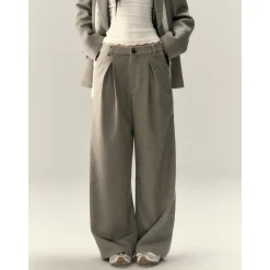 Via Pitti Casual Tweed Suit Pants Gray