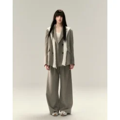 Via Pitti Casual Tweed Suit Pants Gray