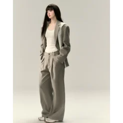 Via Pitti Casual Tweed Suit Pants Gray