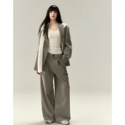 Via Pitti Casual Tweed Suit Pants Gray