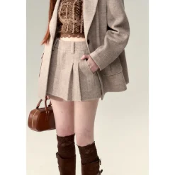 Via Pitti Classic Pleated Skirt Khaki