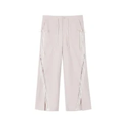 Via Pitti Color Blocked Bow Lace Patchwork Cargo Pants Pink