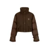 Via Pitti Color Blocked Cargo Down Jacket Brown