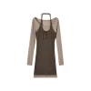 Via Pitti Color Blocked Halterneck Knit Dress Grey