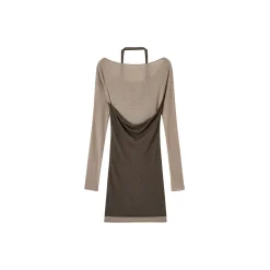 Via Pitti Color Blocked Halterneck Knit Dress Grey