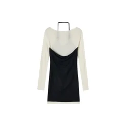 Via Pitti Color Blocked Halterneck Knit Dress Black